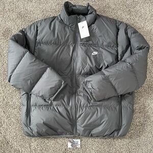 New Nike Therma Fit Windrunner Puffer Jacket Down Fill Coat Grey Mens S - XXL
